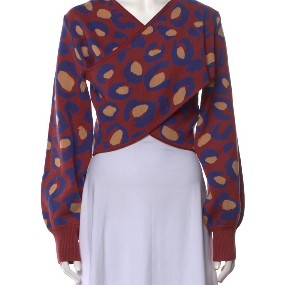 FARM Rio Red and Blue Animal Print Crop Top